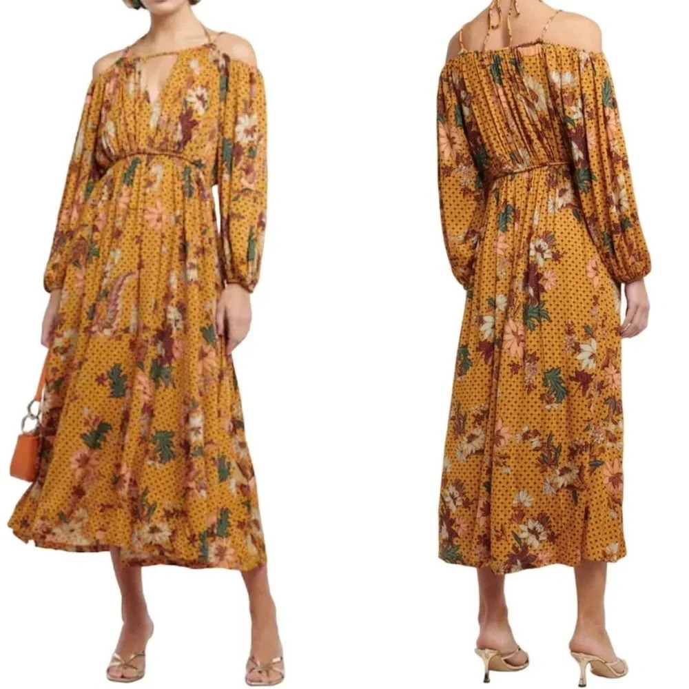 Ulla Johnson Noemi Cold Shoulder Floral Midi Dress - Picture 13 of 14